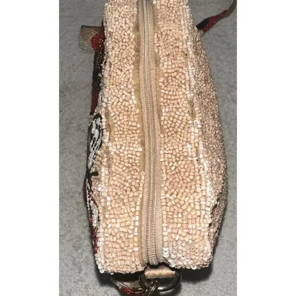 Moyna Colorful Beaded Butterfly Pattern Crossbody(very long strap) Purse Bag - Picture 6 of 14